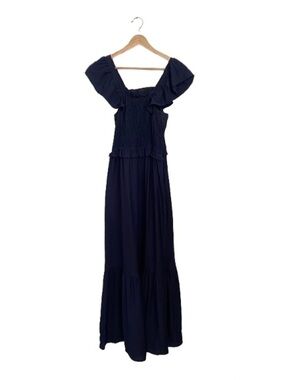 Moon River Navy Blue Ruffle Sleeve Maxi Dress - Size XS - Romantic Boho Chic
